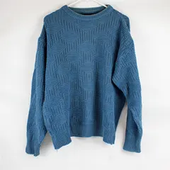 Claybrooke Blue Crew Neck Cotton Sweater Women's Large FLAWED