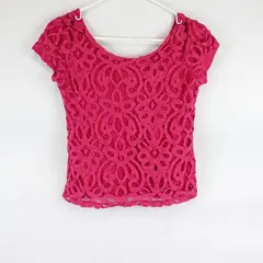 Banana Republic Pink Mesh Short-Sleeved Top Women's Petite XS