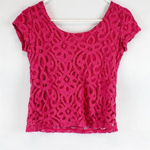 Banana Republic Pink Mesh Short-Sleeved Top Women's Petite XS