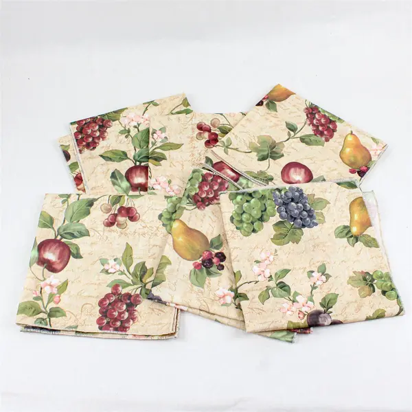 Set of 6 Rose Tree East Hampton 100% Cotton Cloth Dinner Napkins Fruit