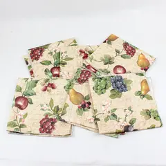 Set of 6 Rose Tree East Hampton 100% Cotton Cloth Dinner Napkins Fruit