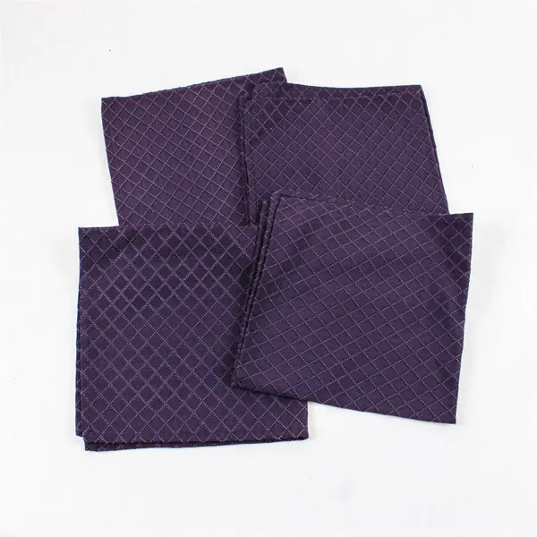 Set of 4 Purple Diamond-Quilted Cloth Napkins 