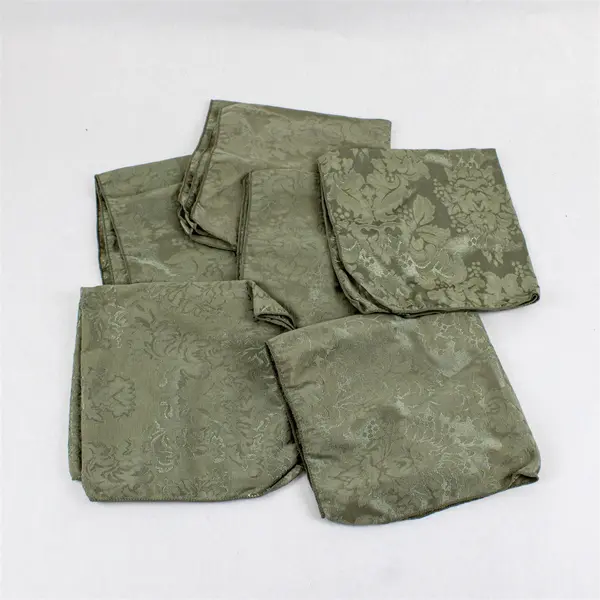 Avon Home Fashions Set of 6 Green Jacquard Floral Brocade Damask Napkins