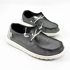 Hey Dude Wendy Metallic Sparkle Silver Slip-On Sneakers Women's U.S. Size W8