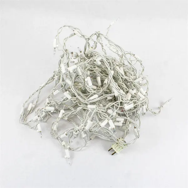 L-2115 Mini Christmas String Lights Clear Bulbs White Wire Tested