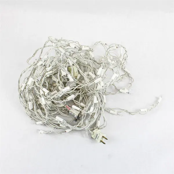 L-2115 Mini Christmas String Lights Clear Bulbs White Wire Tested