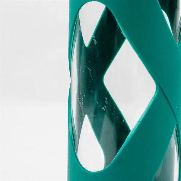 Green Silicone X-Band Sleeve Glass Water Bottle Approx 28 Oz NO STRAW