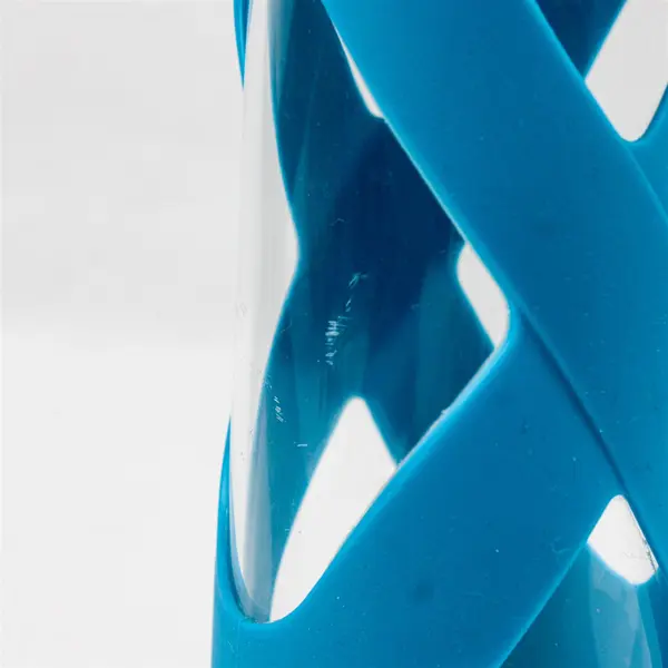 Blue Silicone X-Band Sleeve Glass Water Bottle Approx 28 Oz Vol NO STRAW