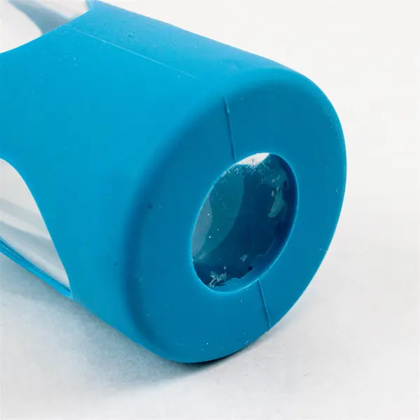 Blue Silicone X-Band Sleeve Glass Water Bottle Approx 28 Oz Vol NO STRAW