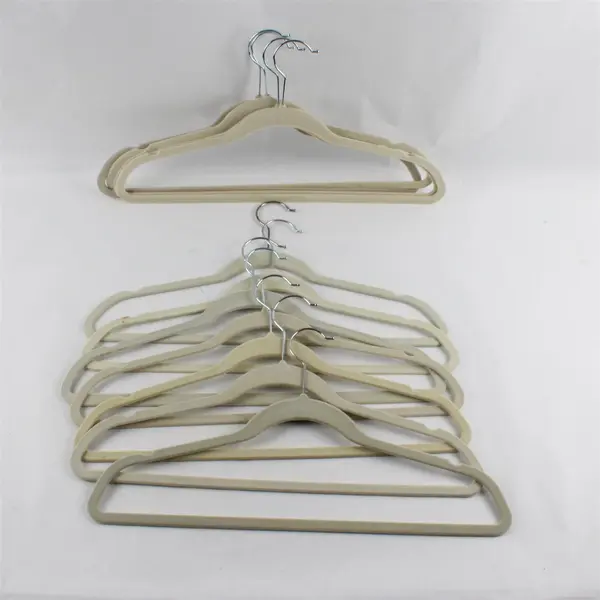 Lot of 11 Off-White Beige Felt Clothes Hangers