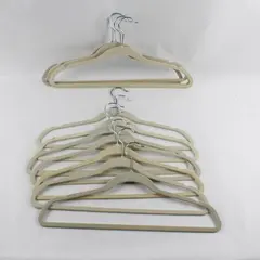 Lot of 11 Off-White Beige Felt Clothes Hangers