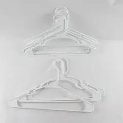 Lot of 10 White Plastic Clothes Hangers Closet Storage