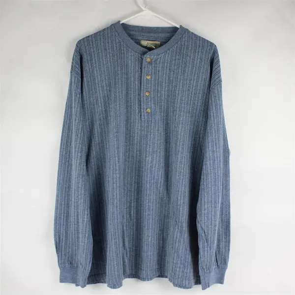 Vintage 90s Basic Equipment Henley Long Sleeve Striped Shirt Men's XL