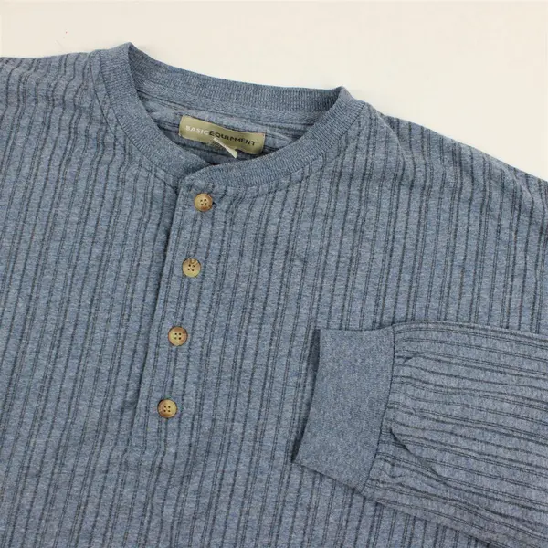 Vintage 90s Basic Equipment Henley Long Sleeve Striped Shirt Men's XL