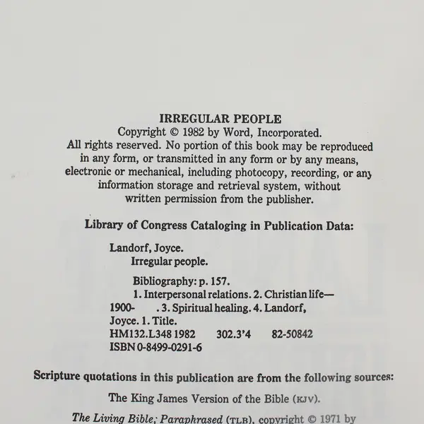 Irregular People Joyce Landorf 1982 Hardcover