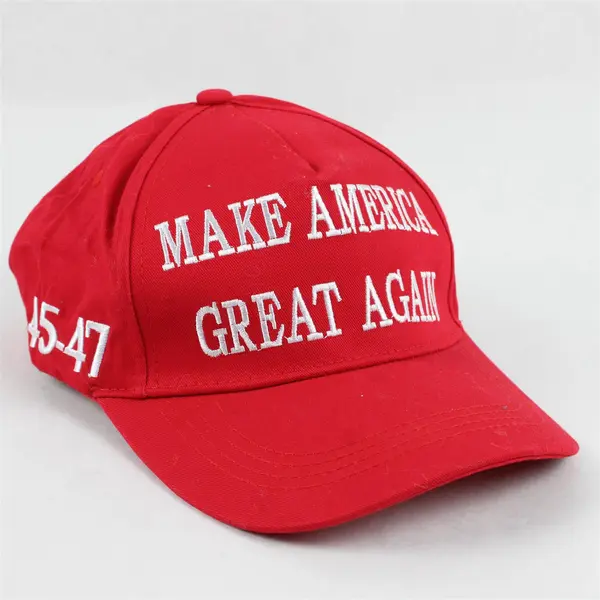 Make America Great Again Trump Red Baseball Cap with American Flag Patch