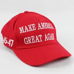 Make America Great Again Trump Red Baseball Cap with American Flag Patch