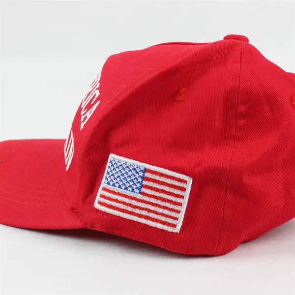 Make America Great Again Trump Red Baseball Cap with American Flag Patch