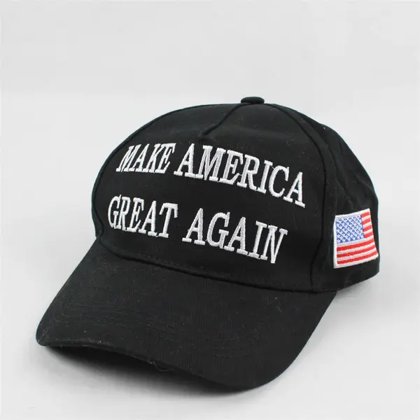 Black Make America Great Again Trump 45-47 Hat Cap w/ USA Flag Patch
