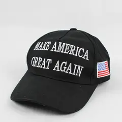 Black Make America Great Again Trump 45-47 Hat Cap w/ USA Flag Patch