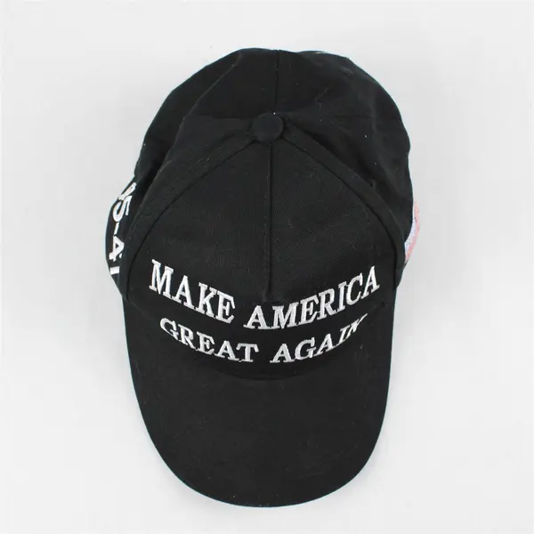 Black Make America Great Again Trump 45-47 Hat Cap w/ USA Flag Patch