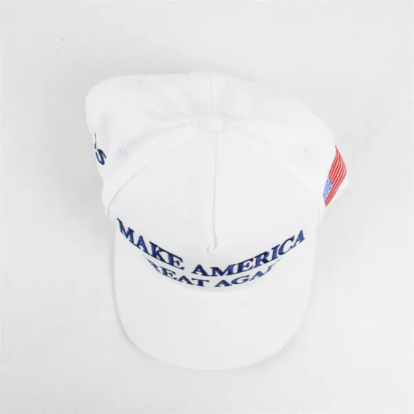 White Make America Great Again Trump 45-47 Hat Cap w/ USA Flag Patch