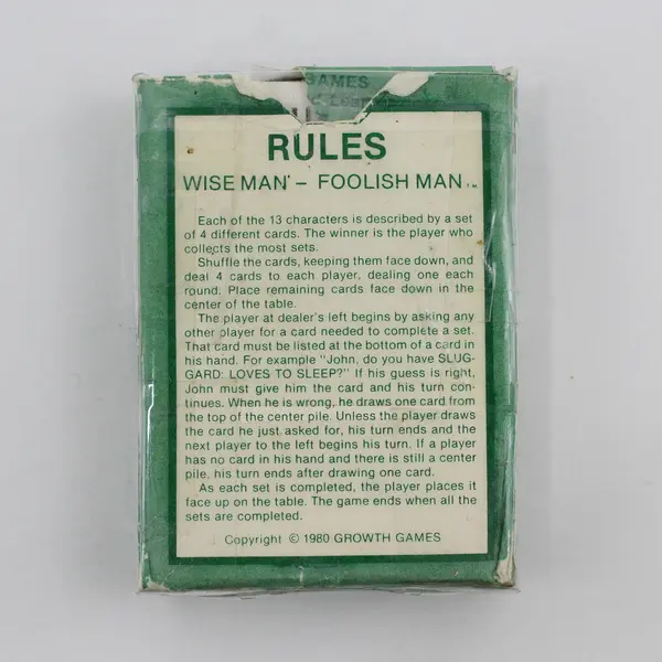 1980 Growth Games Wise Man Foolish Man Card Game Vintage