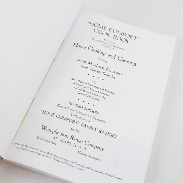 Home Comfort Cook Book Revised Edition Wrought Iron Range Co Cookbook