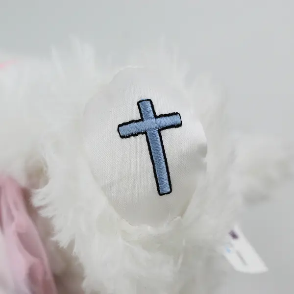 Encore Charmings Faith White Plush Cat Cross Charm 2002 E03134