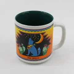 Vintage 1990s New Mexico Souvenir Coffee Mug Wolf Southwest