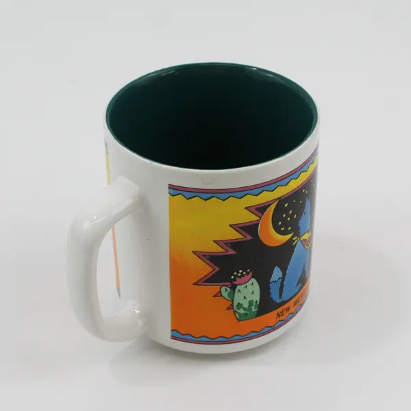 Vintage 1990s New Mexico Souvenir Coffee Mug Wolf Southwest