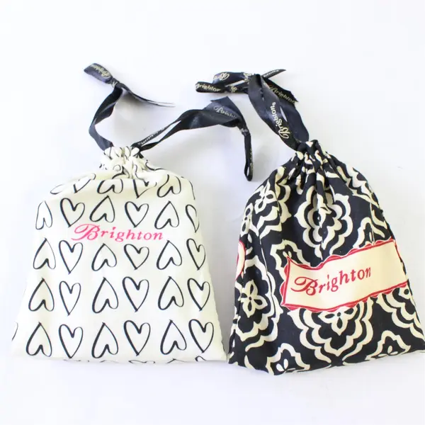 Lot of 2 Brighton Drawstring Pouches w Notelet inside, 1 has a pen also. #G82433
