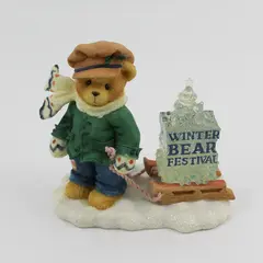 1997 Enesco Cherished Teddies - JAMES Going My Way W/ Sled by Priscilla Hillman 