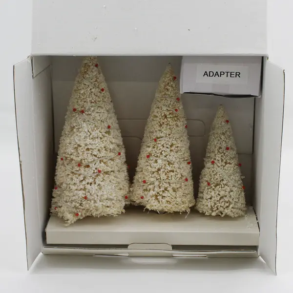 1999 DEPT 56 Accessory Twinkling Lit Trees  White With Red Lights  56723