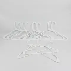 Lot of 10 White Plastic Tops/Bottom Hangers Shirts Pants