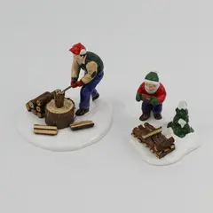 1999 Dept 56 Snow Village Chopping Firewood  Retired  #56.54863