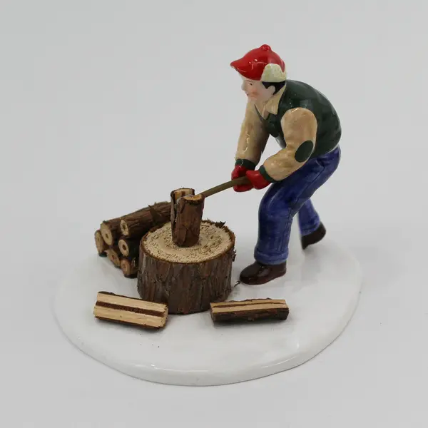 1999 Dept 56 Snow Village Chopping Firewood  Retired  #56.54863