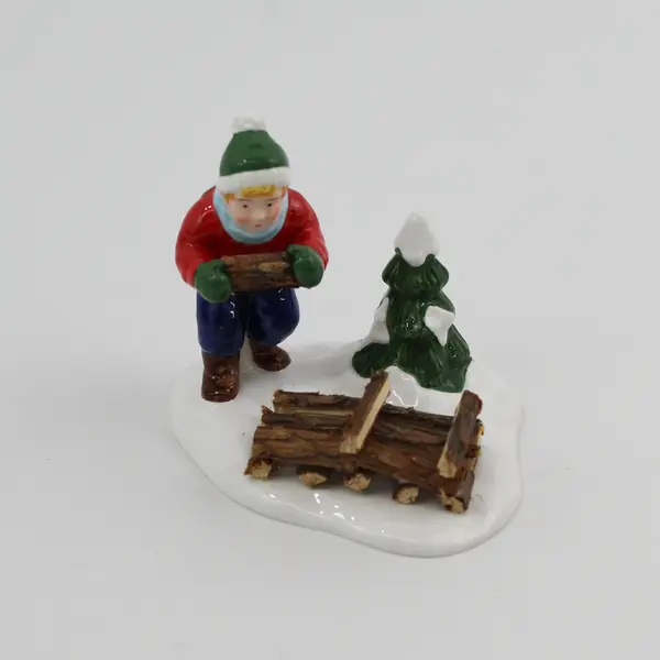 1999 Dept 56 Snow Village Chopping Firewood  Retired  #56.54863