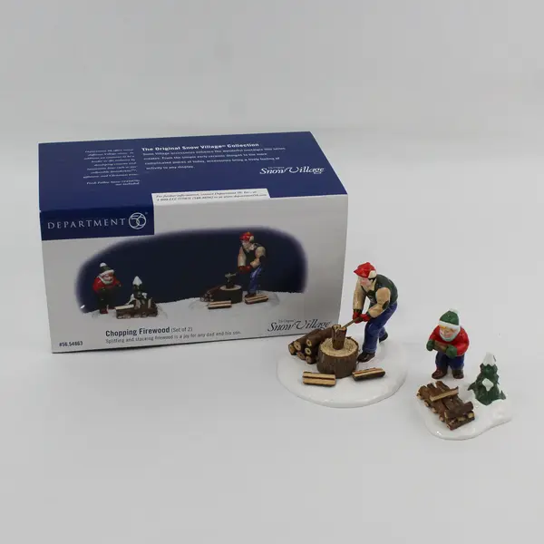 1999 Dept 56 Snow Village Chopping Firewood  Retired  #56.54863