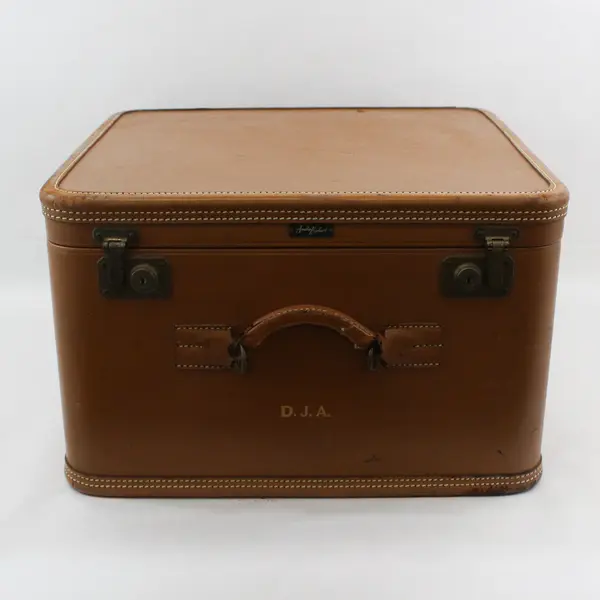 Vintage Amelia Earhart Brown Leather Hard Sided Suitcase W/Shoe Holder