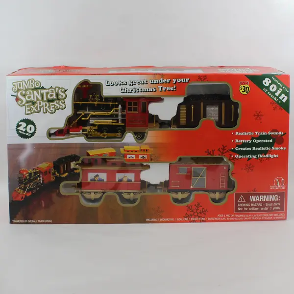 Seasonal Visions Jumbo Santa's Express Battery Train Set Christmas 80in Track