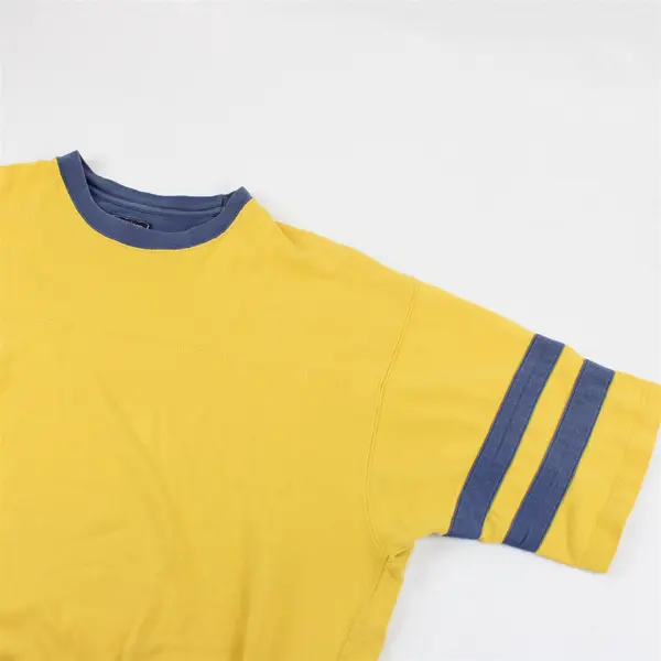 American Outpost Yellow Blue Stripes Sleeves Cotton XL Vintage T Shirt
