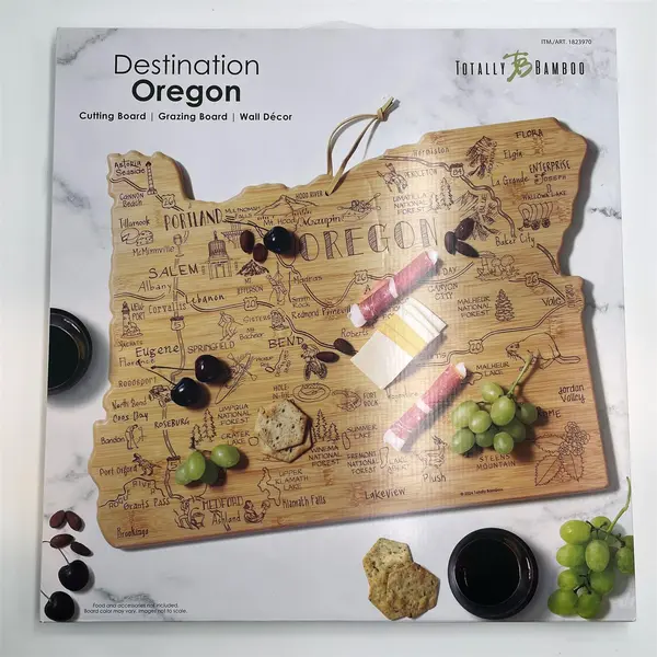 Destination Oregon Shaped Cutting Board – Totally Bamboo Charcuterie and Serving