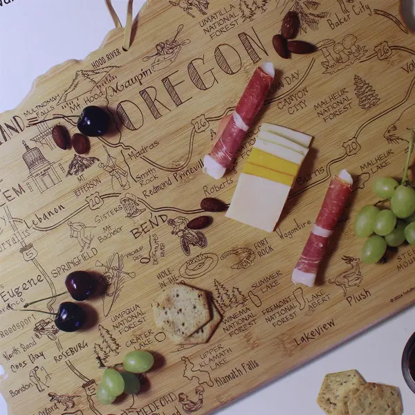Destination Oregon Shaped Cutting Board – Totally Bamboo Charcuterie and Serving