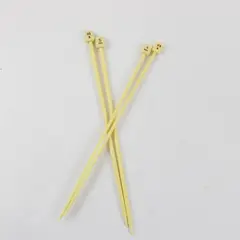 Two Pairs Unbranded Light Yellow Plastic Knitting Needles, Sizes: US 6 and US 8 