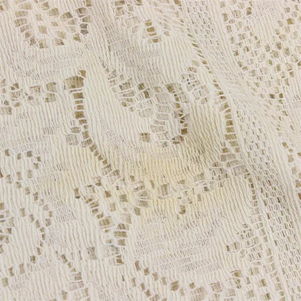 Vintage Ecru Floral Lace Rectangular Tablecloth 60" x 78" FLAWED