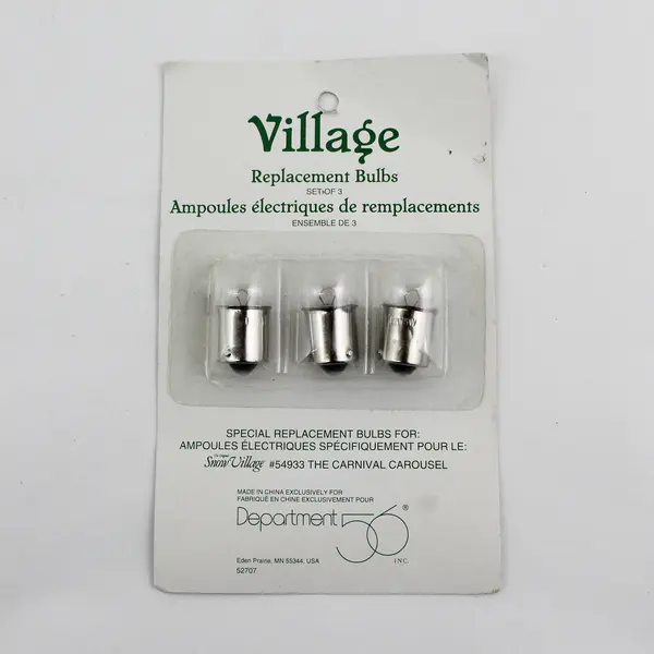 Pack of 3 Dept. 56 Special Replacement Bulbs for Carnival Carousel, #52707  New 