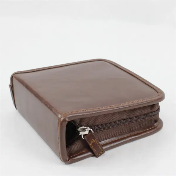 Rowel 7-Piece Travel Shoe Shine Kit Brown Zipper Closure Case