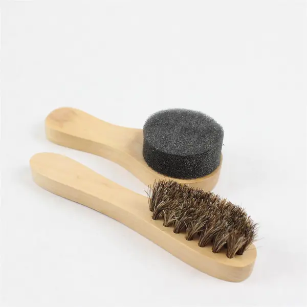 Rowel 7-Piece Travel Shoe Shine Kit Brown Zipper Closure Case