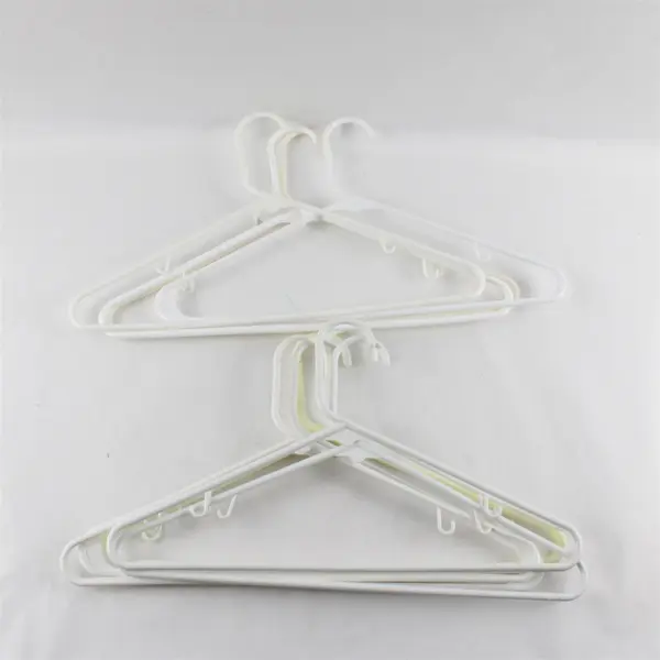 Lot of 10 White and Off-White Plastic Clothes Hangers FLAWED